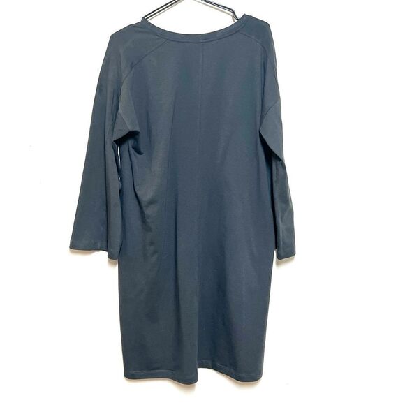 Eileen Fisher Crewneck Jersey Dress With Pockets Graphite Sz S - Picture 5 of 5